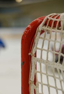 Closeup of a hockey goal